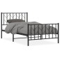 vidaXL Estructura de cama con cabecero y estribo metal negro 100x200cm vidaXL Estructura de cama con cabecero y estribo metal negro 100x200cm