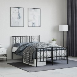 vidaXL Estructura de cama con cabecero y pie metal negro 120x190 cm