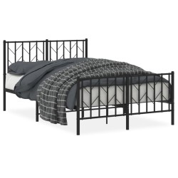 vidaXL Estructura de cama con cabecero y pie metal negro 120x190 cm