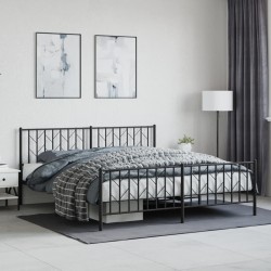 vidaXL Estructura de cama cabecero y pie de cama metal negro 180x200cm