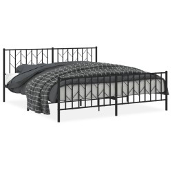 vidaXL Estructura de cama cabecero y pie de cama metal negro 180x200cm