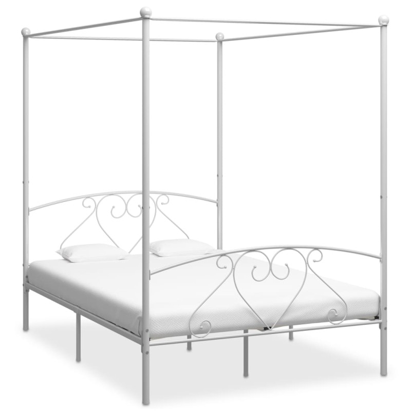vidaXL Estructura de cama con dosel metal blanco 140x200 cm vidaXL Estructura de cama con dosel metal blanco 140x200 cm