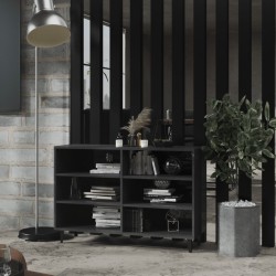 vidaXL Aparador de madera contrachapada gris brillante 103,5x35x70 cm