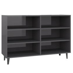 vidaXL Aparador de madera contrachapada gris brillante 103,5x35x70 cm
