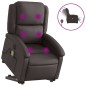 vidaXL Sillón masaje eléctrico elevable cuero auténtico marrón oscuro vidaXL Sillón masaje eléctrico elevable cuero auténtico marrón oscuro