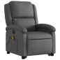 vidaXL Sillón reclinable masaje eléctrico de pie cuero auténtico gris vidaXL Sillón reclinable masaje eléctrico de pie cuero auténtico gris