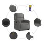 vidaXL Sillón reclinable masaje eléctrico de pie cuero auténtico gris vidaXL Sillón reclinable masaje eléctrico de pie cuero auténtico gris