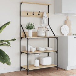 vidaXL Estantería cocina con ganchos 4 niveles madera ingeniería roble
