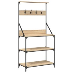 vidaXL Estantería cocina con ganchos 4 niveles madera ingeniería roble