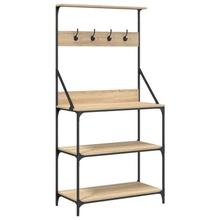 vidaXL Estantería cocina con ganchos 4 niveles madera ingeniería roble
