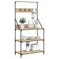 vidaXL Estantería cocina con ganchos 4 niveles madera ingeniería roble vidaXL Estantería cocina con ganchos 4 niveles madera ingeniería roble