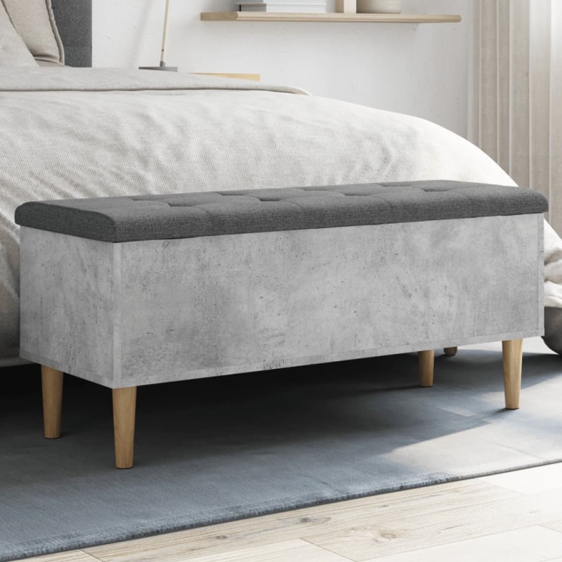 vidaXL Banco almacenaje madera ingeniería gris hormigón 102x42x46 cm vidaXL Banco almacenaje madera ingeniería gris hormigón 102x42x46 cm