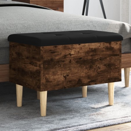 vidaXL Banco con almacenaje madera ingeniería roble ahumado 62x42x46cm