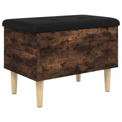 vidaXL Banco con almacenaje madera ingeniería roble ahumado 62x42x46cm