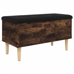 vidaXL Banco con almacenaje madera ingeniería roble ahumado 82x42x46cm