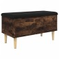 vidaXL Banco con almacenaje madera ingeniería roble ahumado 82x42x46cm vidaXL Banco con almacenaje madera ingeniería roble ahumado 82x42x46cm