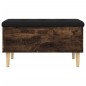 vidaXL Banco con almacenaje madera ingeniería roble ahumado 82x42x46cm vidaXL Banco con almacenaje madera ingeniería roble ahumado 82x42x46cm