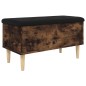 vidaXL Banco con almacenaje madera ingeniería roble ahumado 82x42x46cm vidaXL Banco con almacenaje madera ingeniería roble ahumado 82x42x46cm