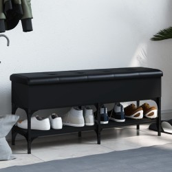 vidaXL Banco zapatero madera de ingeniería negro 102x32x45 cm