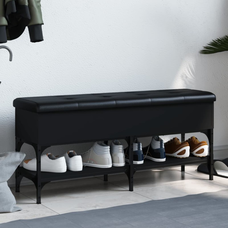 vidaXL Banco zapatero madera de ingeniería negro 102x32x45 cm vidaXL Banco zapatero madera de ingeniería negro 102x32x45 cm