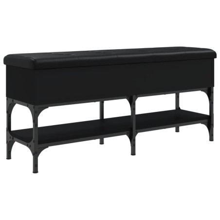 vidaXL Banco zapatero madera de ingeniería negro 102x32x45 cm