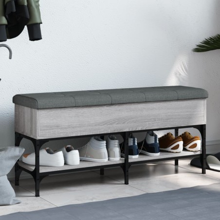 vidaXL Banco zapatero madera de ingeniería gris Sonoma 102x32x45 cm