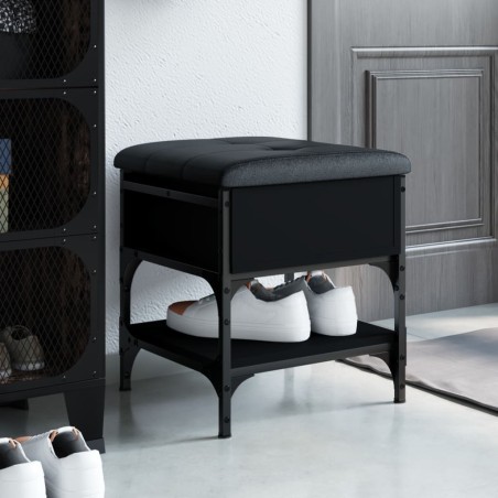 vidaXL Banco zapatero madera de ingeniería negro 42x42x45 cm