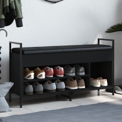vidaXL Banco zapatero madera de ingeniería negro 105,5x32x57,5 cm