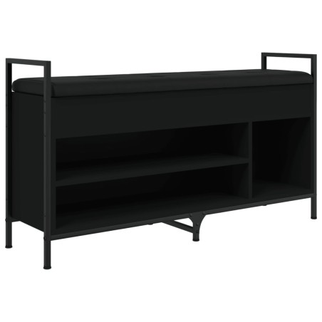 vidaXL Banco zapatero madera de ingeniería negro 105,5x32x57,5 cm