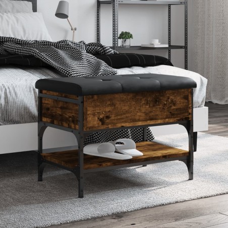 vidaXL Banco zapatero madera de ingeniería roble ahumado 62x42x45 cm