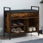 vidaXL Banco zapatero madera ingeniería roble ahumado 65,5x32x57,5 cm