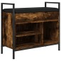 vidaXL Banco zapatero madera ingeniería roble ahumado 65,5x32x57,5 cm