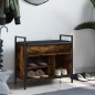 vidaXL Banco zapatero madera ingeniería roble ahumado 65,5x32x57,5 cm