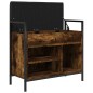 vidaXL Banco zapatero madera ingeniería roble ahumado 65,5x32x57,5 cm