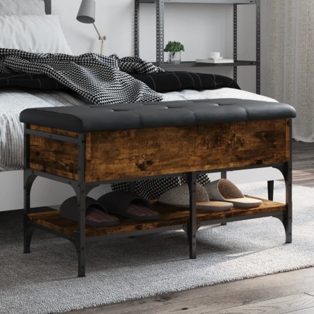 vidaXL Banco zapatero madera de ingeniería roble ahumado 82x42x45 cm