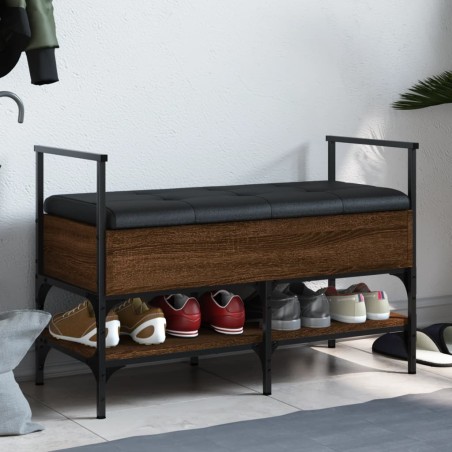 vidaXL Banco zapatero madera de ingeniería marrón roble 85,5x42x57,5cm