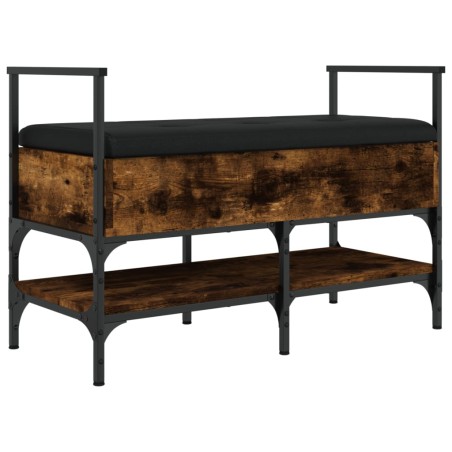 vidaXL Banco zapatero madera ingeniería roble ahumado 85,5x42x57,5 cm
