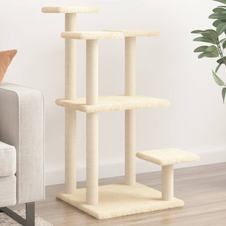 vidaXL Postes rascadores para gatos con plataformas crema 98,5 cm