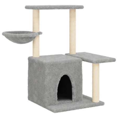 vidaXL Rascador para gatos con postes de sisal gris claro 83 cm