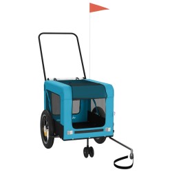 vidaXL Remolque de bicicleta mascotas hierro tela Oxford azul negro