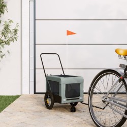 vidaXL Remolque de bicicleta mascotas hierro tela Oxford gris negro