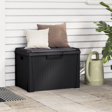 vidaXL Caja de almacenaje jardín con cojín asiento PP antracita 125 L