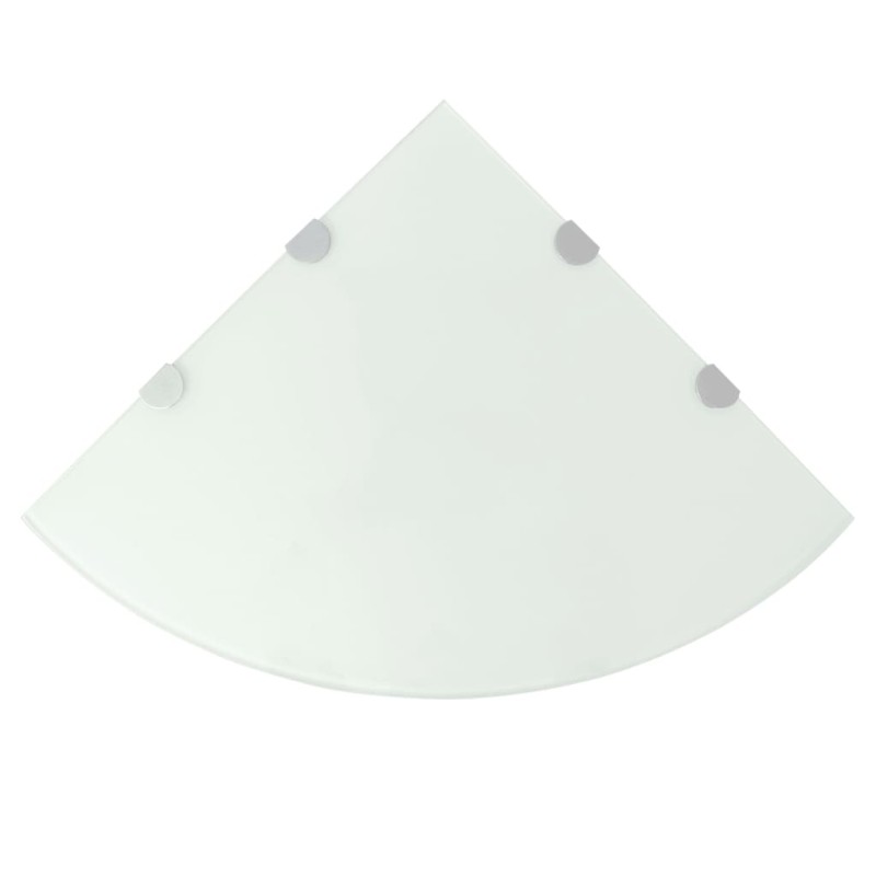 vidaXL Estante de esquina con soportes cromados vidrio blanco 45x45 cm vidaXL Estante de esquina con soportes cromados vidrio blanco 45x45 cm