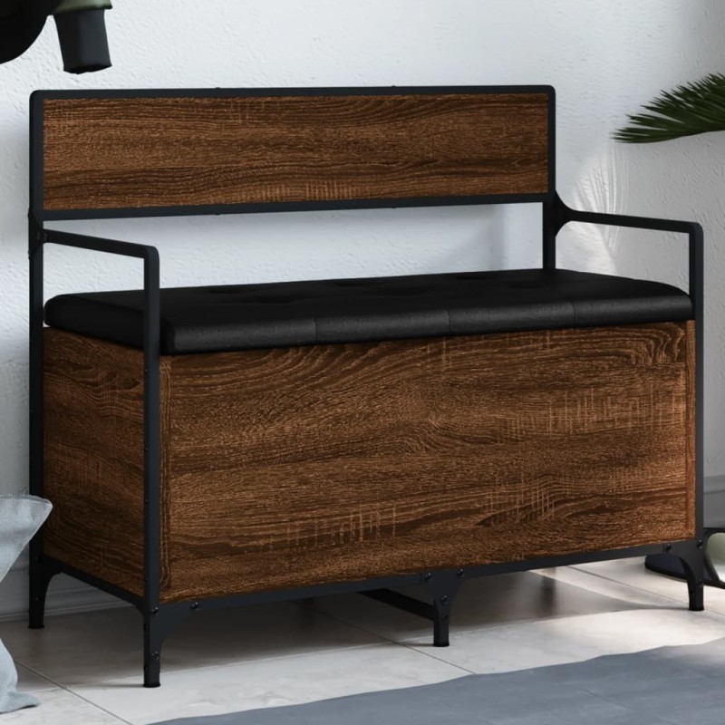 vidaXL Banco almacenaje madera ingeniería roble marrón 85,5x42x73,5 cm vidaXL Banco almacenaje madera ingeniería roble marrón 85,5x42x73,5 cm
