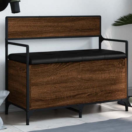 vidaXL Banco almacenaje madera ingeniería roble marrón 85,5x42x73,5 cm