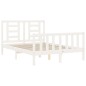 vidaXL Estructura cama de matrimonio con cabecero madera maciza blanco