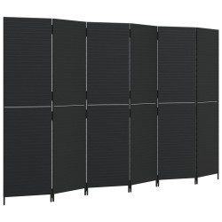 vidaXL Biombo de 6 paneles ratán sintético negro