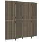 vidaXL Biombo de 4 paneles ratán sintético gris vidaXL Biombo de 4 paneles ratán sintético gris