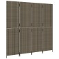 vidaXL Biombo de 4 paneles ratán sintético gris vidaXL Biombo de 4 paneles ratán sintético gris