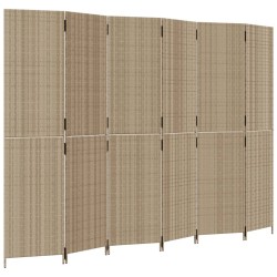 vidaXL Biombo de 6 paneles ratán sintético beige